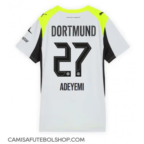 Camisa de time de futebol Borussia Dortmund Karim Adeyemi #27 Replicas 2º Equipamento Feminina 2025-26 Manga Curta